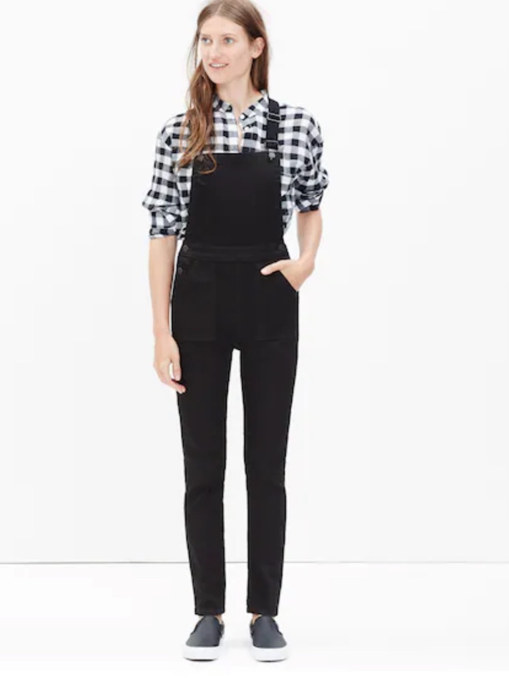 Madewell Black Slim Women's Denim Back Crisscross Overalls Medium